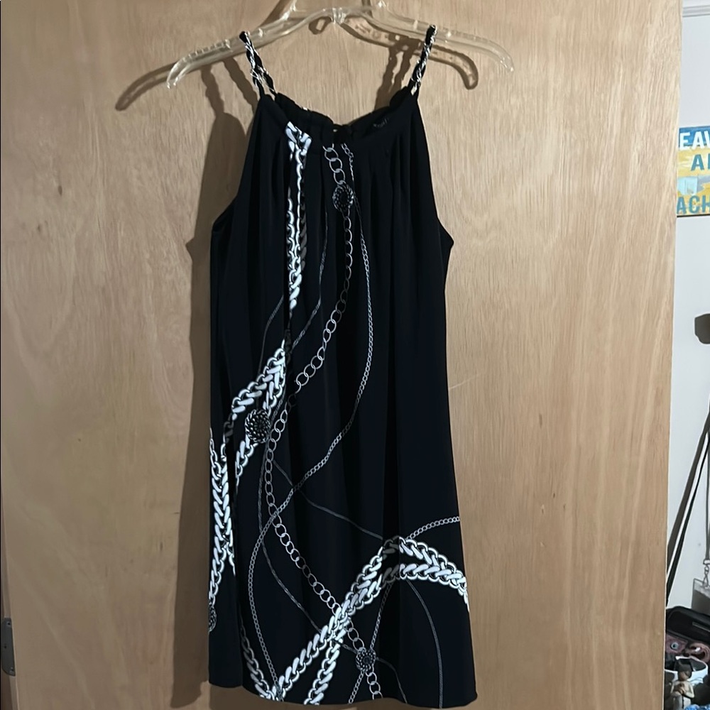NWT White House Black Market Black and White Spaghetti Strap Mini Sundress